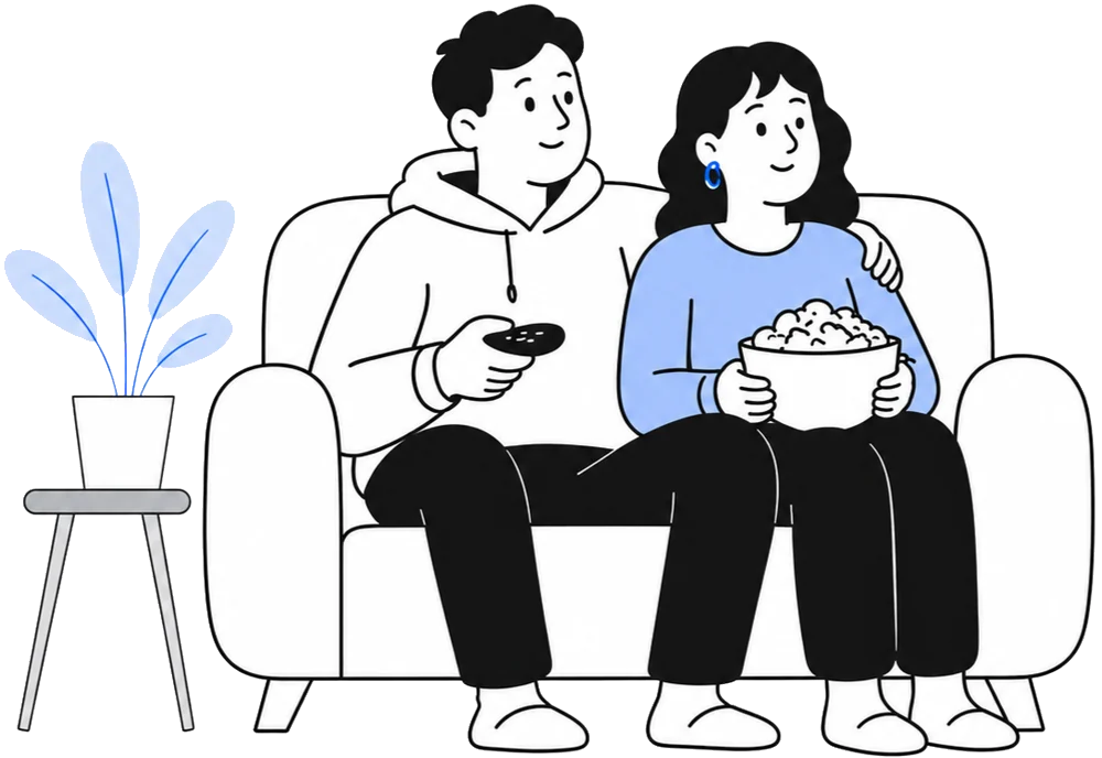 Casal assistindo TV no sofá